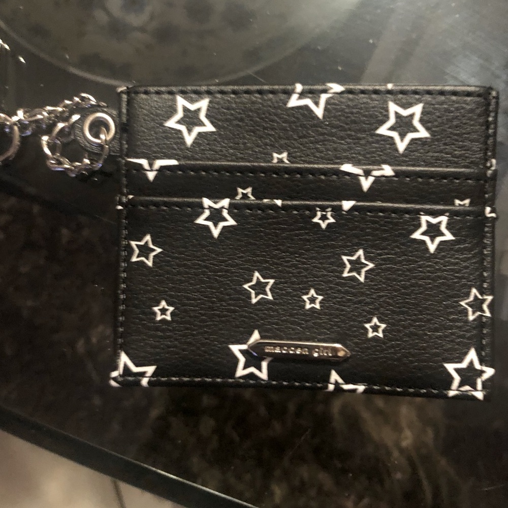 Madden Girl brand new black with white stars card holder